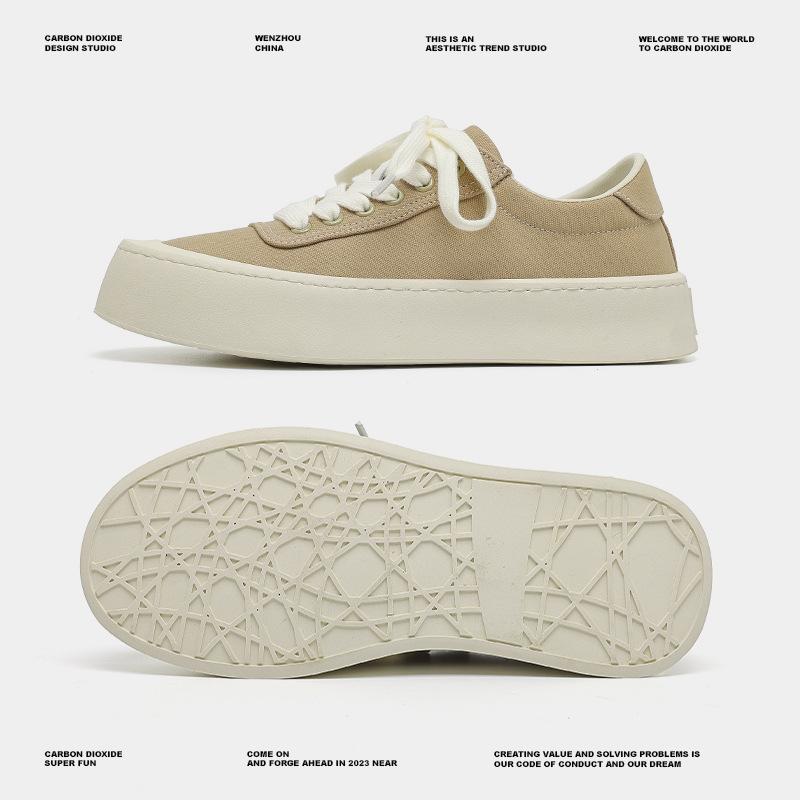 Spring and Summer New Niche Round Head Thick Sole Simple Cloth Shoes Light and Breathable Solid Color Canvas Shoes Cool