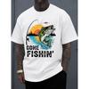 Gone Fishin Bass Graphic Men's Casual Crew Neck T-Shirt Breathable Summer Short Sleeve Tee