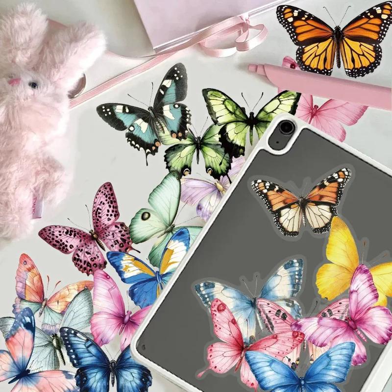 36PC Creative Colorful Butterfly Transparent Stickers Set Top Quality Waterproof DIY Decor for Notebook Phone Case