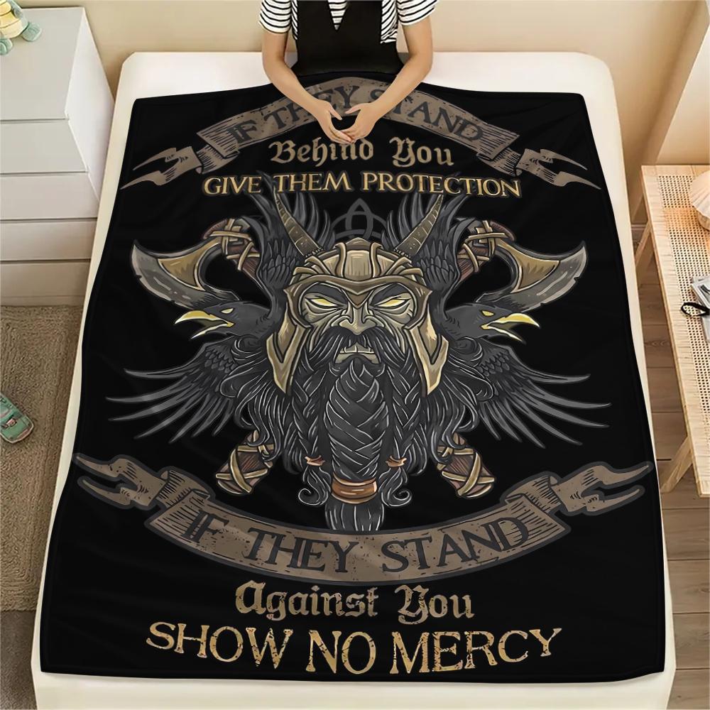Death and Viking Warriors Print Flannel Blanket,High quality Comfortable for All Seasons,Home Decor,Warmth and Comfort,Perfect for Christmas Gifts