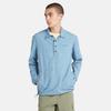 Timberland Solid Logo Half-Zip Long Sleeve Shirt Men Shirts Blue A68B1-DJ5