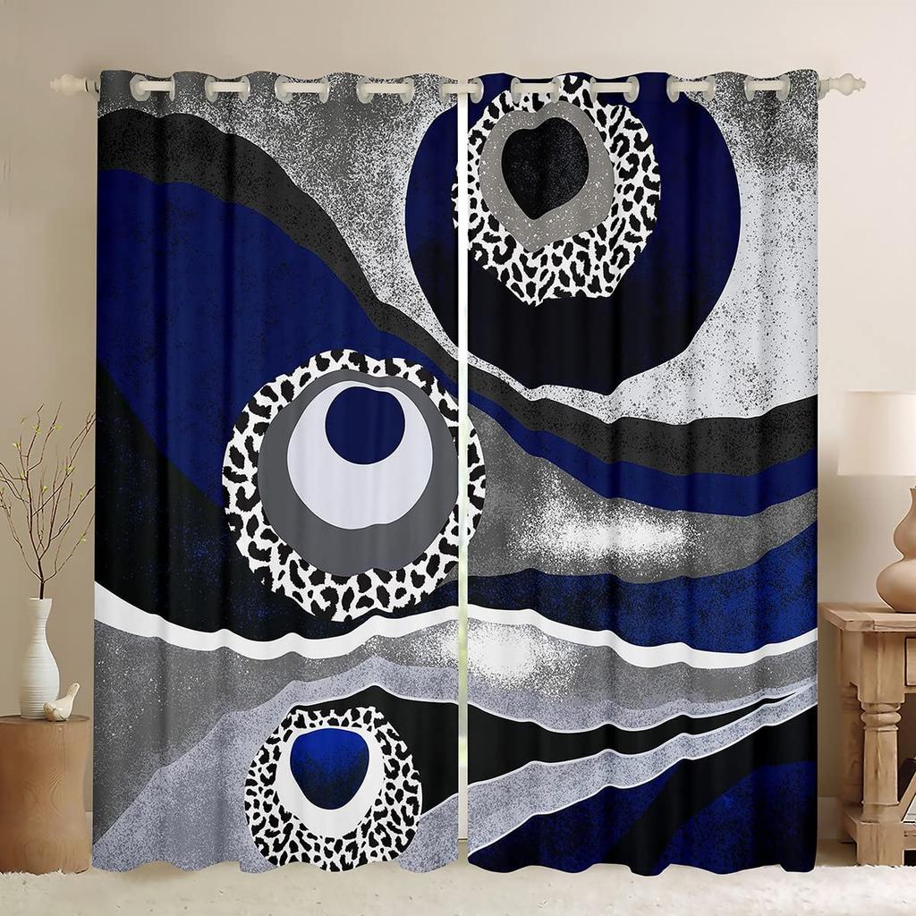 Circle Geometry Curtains High Shading Curtain Drapes for Kids Boys Teens Adult Bedroom Blackout Window Curtain Living Room Deco