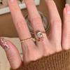 Elegant French Dual Stone Adjustable Ring For Women Chic Summer Fashion 2024