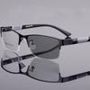 Metal Business Light-sensitive Myopia Glasses Classic Half Frame Anti-blue Light Eyewear Outdoor High Definition Near Sight Glasses