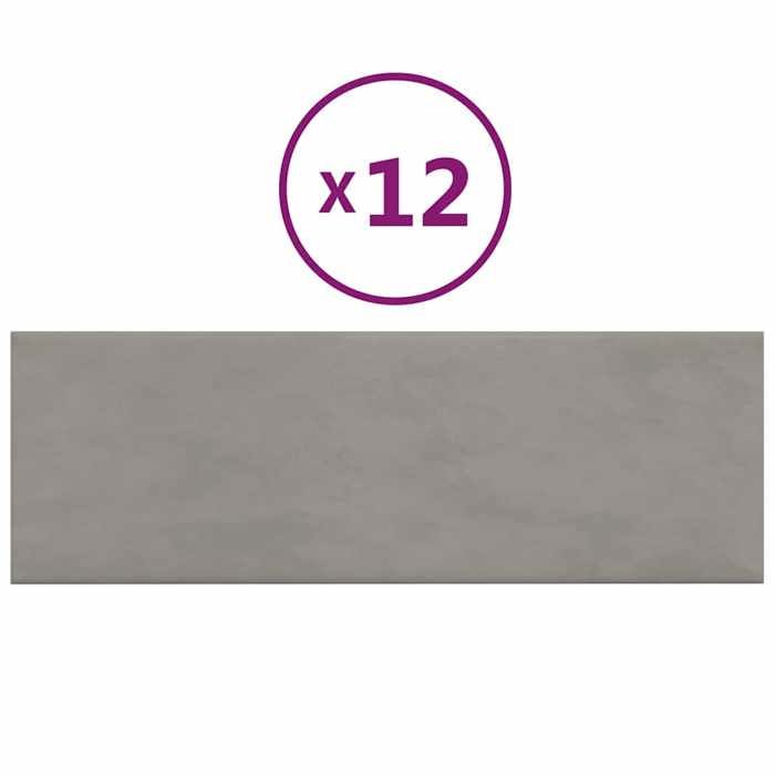 VidaXL Wall Panels 12 Pcs Light Grey 90x30 Cm Velvet 3.24 M² 343919