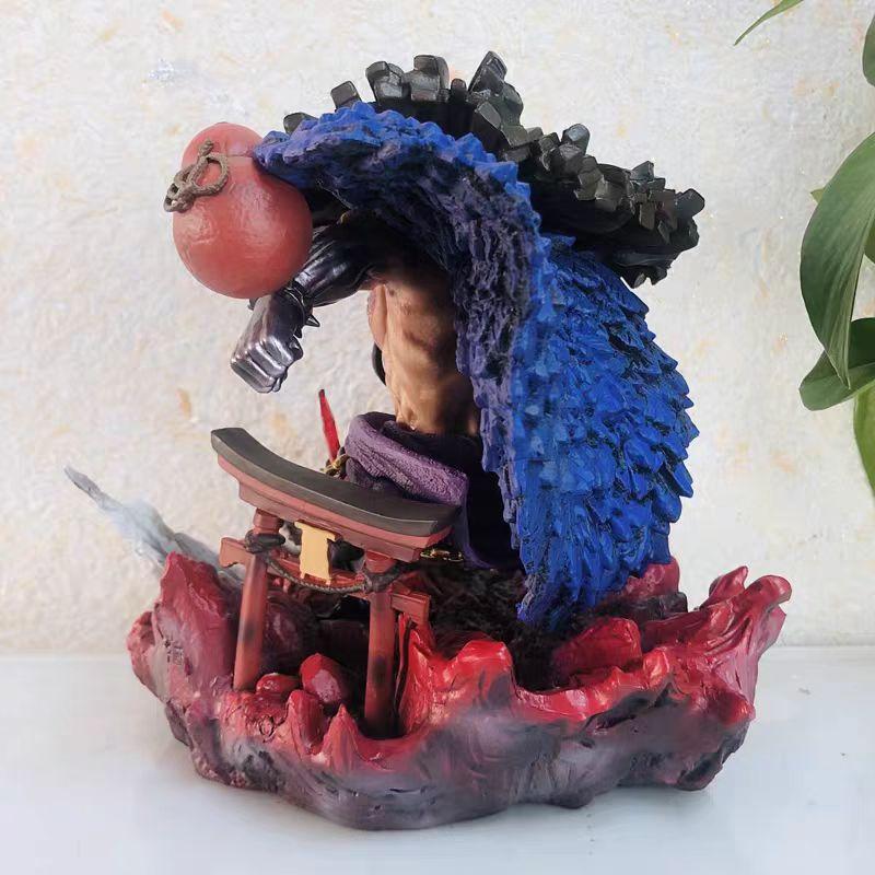 Anime One Piece The Four Emperors Kaido Q Version Action Figure GK Statue Model Battle Scene Toy Doll Decoration Gift
