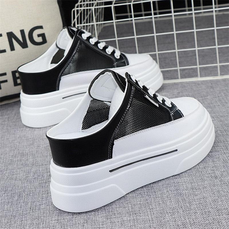 Мода 2024 Baotou сетчатые дышащие полутапочки кроссовки женские 2024 весна лето новые — фото 4