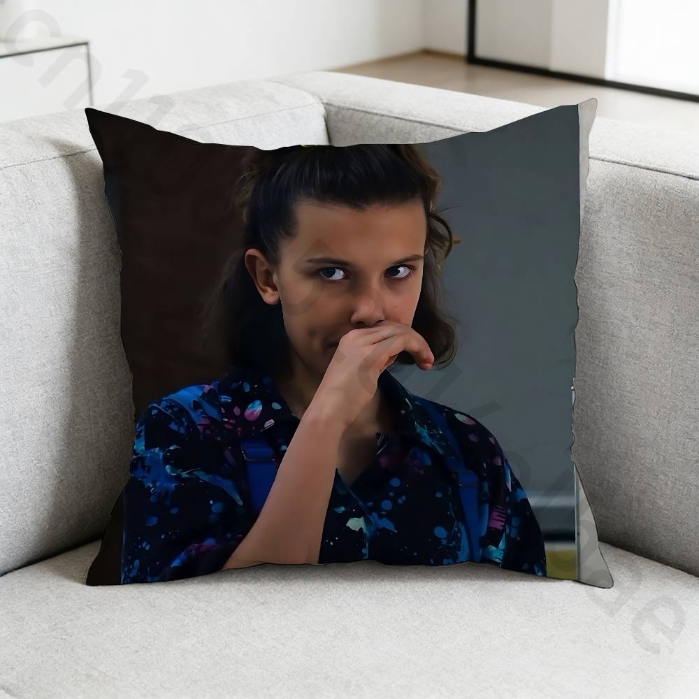 MMillie Brown Stranger Pillow Case Square DoubleSided Printing Short Plush Sofa Cushion Cover Bedroom Bedside Pillow