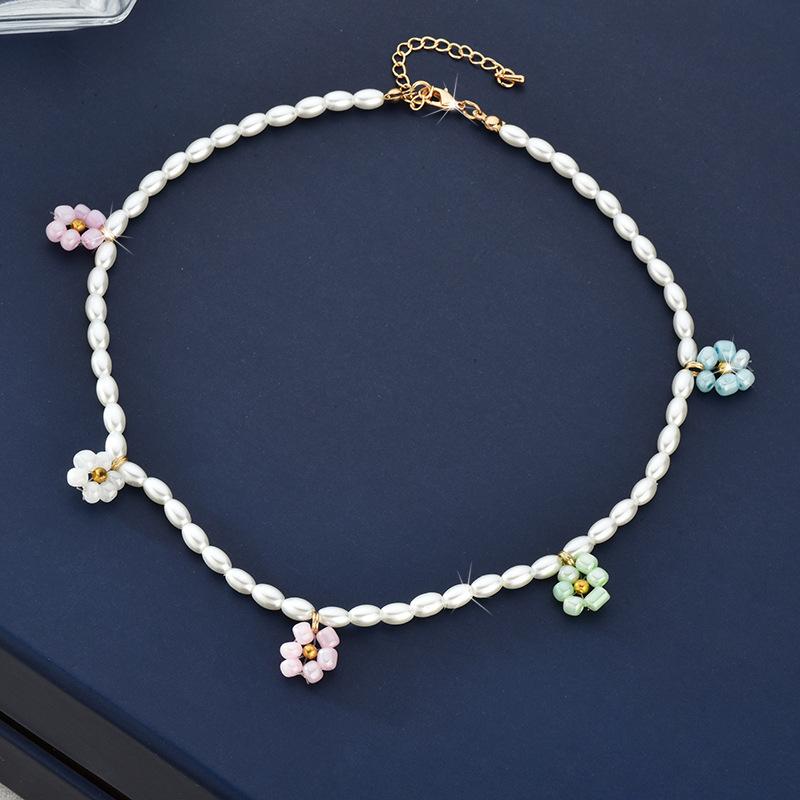 

Korean Inspired Trendy Pearl Flower Necklace For Women Unique Beaded Design For Occasion Every