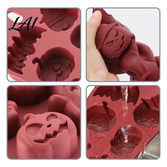 Halloween Snack Making Tools Silicone Baking Mold Pumpkin Ghost Bat Skull Cake Pan Non Durable Heat Resistant Stick Chocolate Fondant Maker