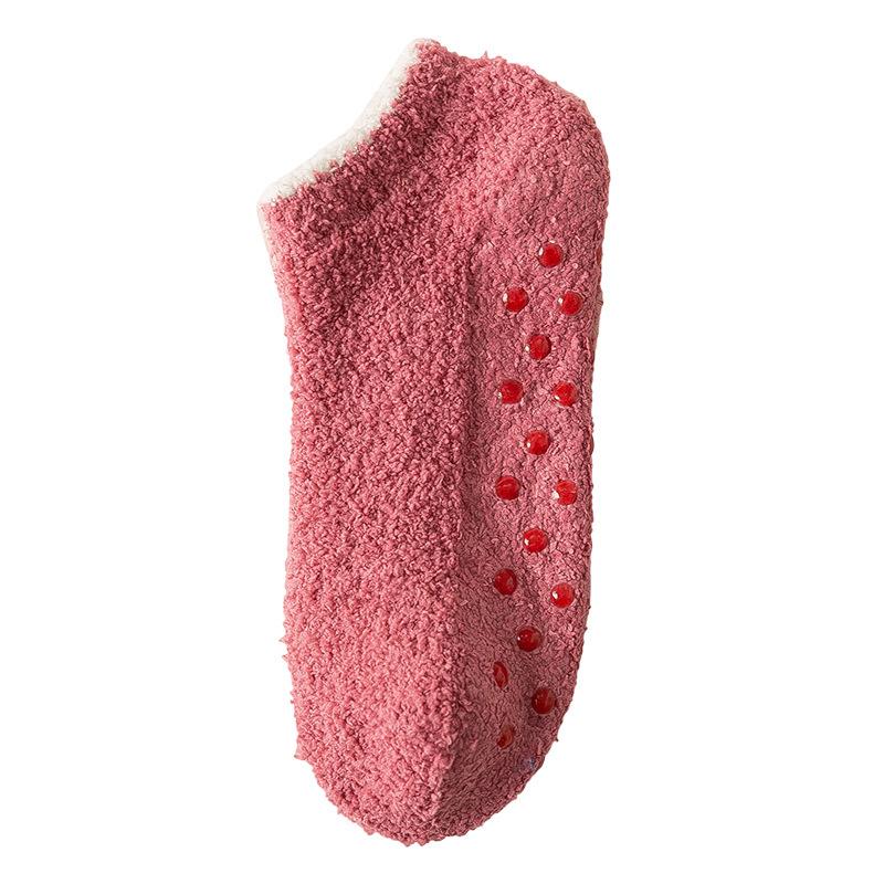 New Women's Slouch Socks Women Thickened Coral Fleece Warm Indoor Floor Silicone Non-slip Invisible Cotton Boat Socks Hipster