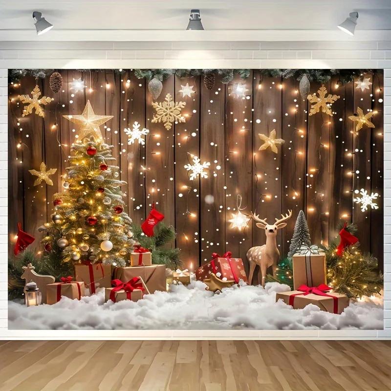 Bohemian style 2025 vintage Christmas tapestry Christmas tree deer stars snowflakes Christmas decoration living room studio deco 100X70CM