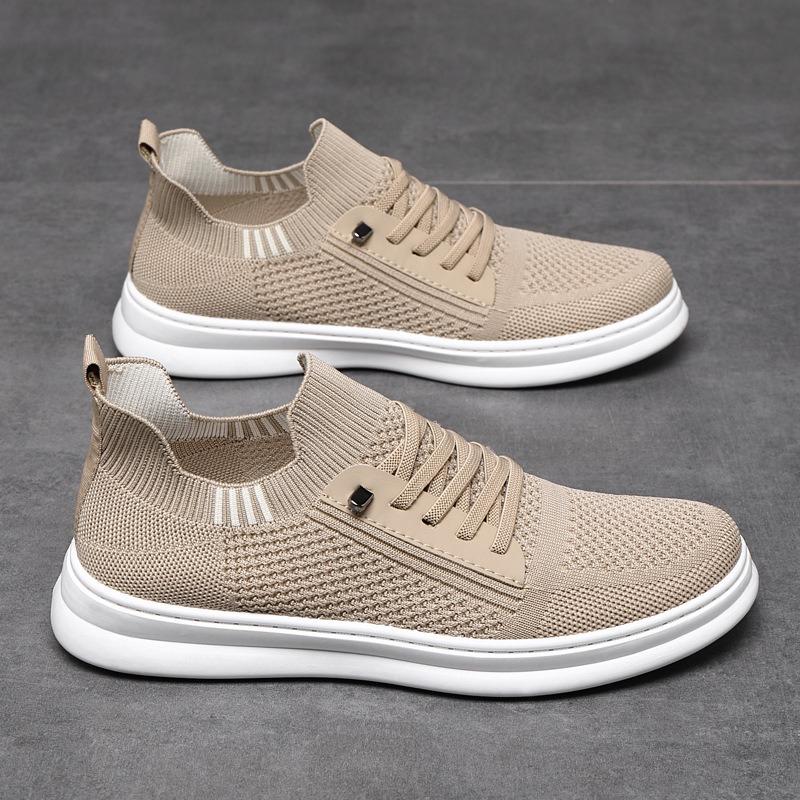 Men Breathable Mesh Flyknit Slip On Casual Soft Sole Running Sneakers