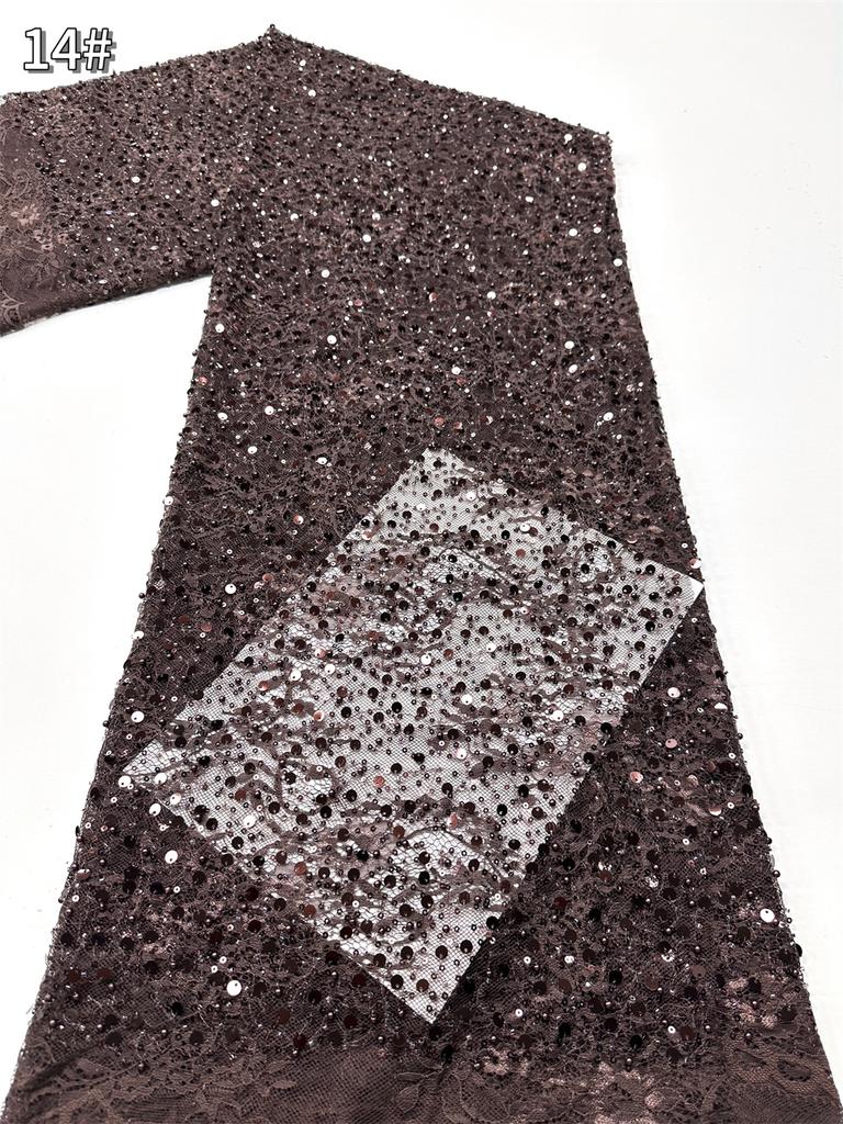 Luxury French Mesh Beads Lace Fabric 2025 High Quality African Sequins Mesh Lace Fabrics For Nigerian Women Wedding Dress Sewing