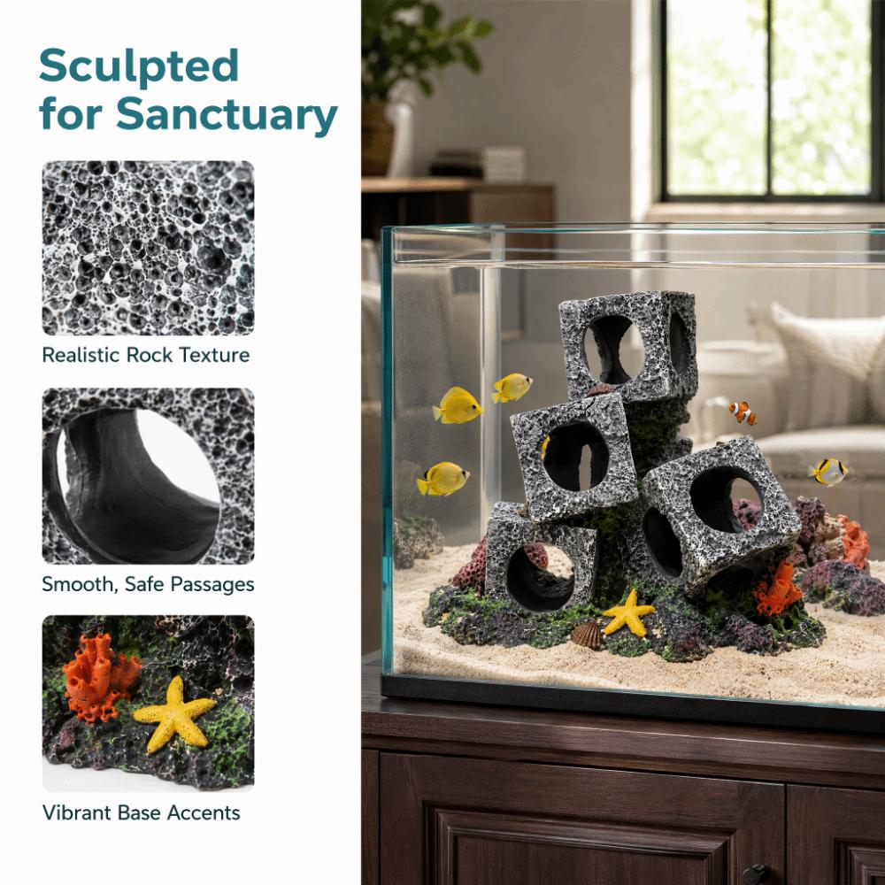 Hollowed-out Aquarium Rock Resin Shrimp Breeding Cave Cubes Cave Shelter  Home Aquarium