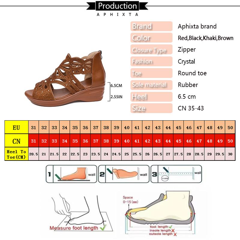 Fashion Aphixta Mew Gladiator Sandals Women Wedge Heel Shoes Zip 6.5cm High Heels Shoes For Woman Red Zapatos Mujer Wedges Woman Sandal