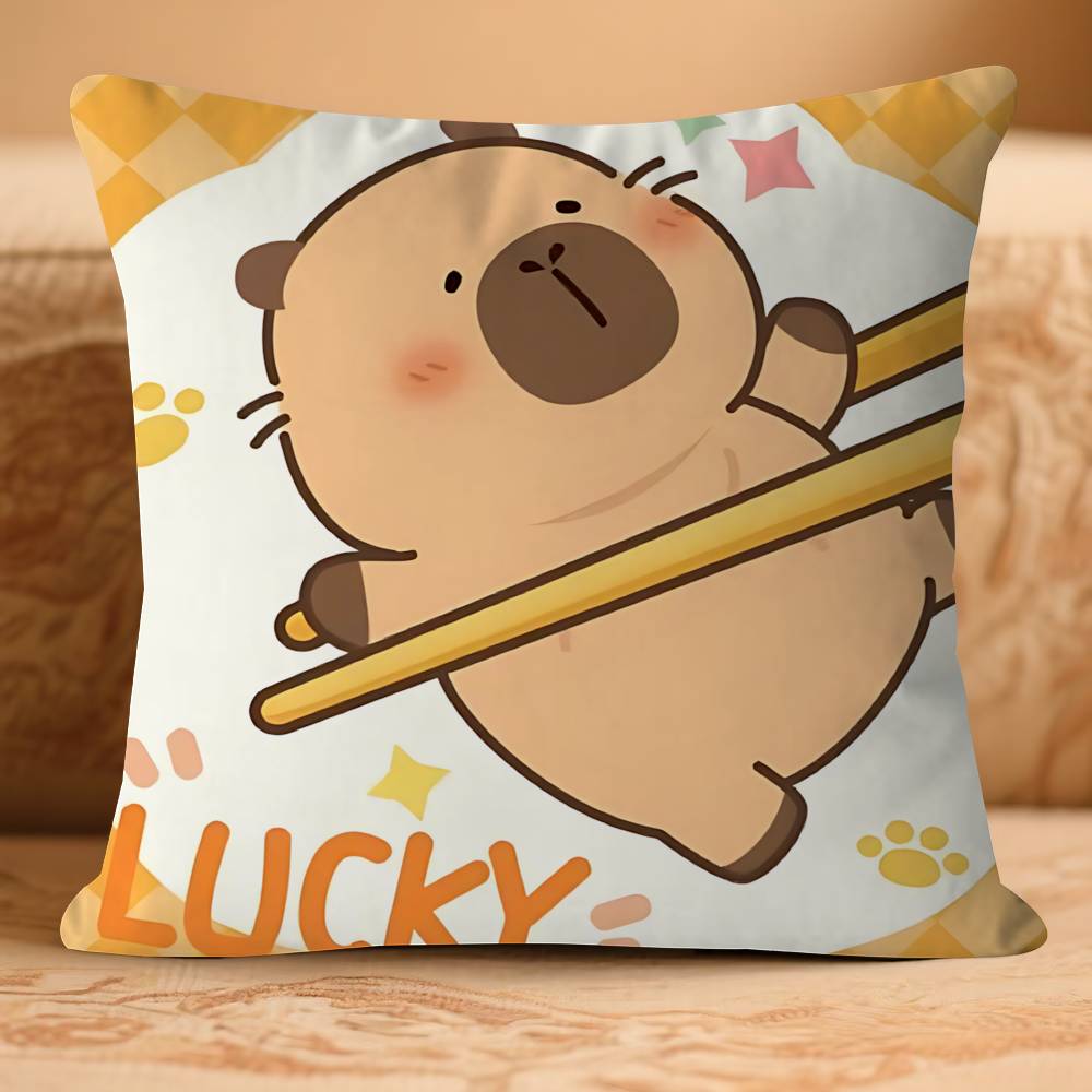 Cute Anime CapybaraS Pillow Case Removable Washable Cushion Cover – All-Season Soft Linen