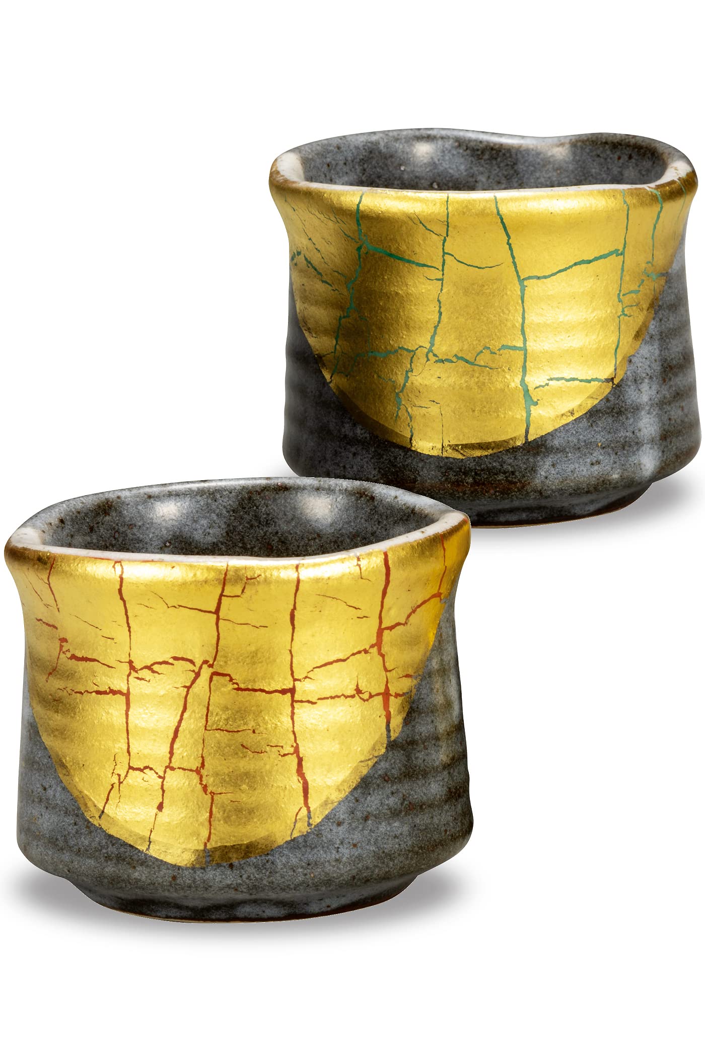 Набор саке-чашек Кутани с сусальным золотом, Сделано в Японии, Бренд Ceramic, Японская посуда, Набор для саке