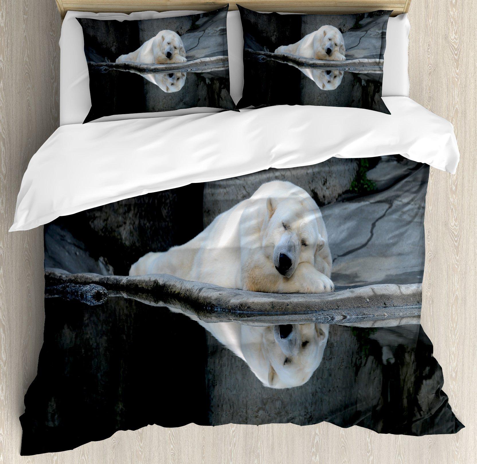 

Rustic Bear Duvet Cover Queen Size, 3D Brown Fur Animal Duvet Cover Set for Children Adult, Wildlife Black Soft Comforter Cover (135x200cm)