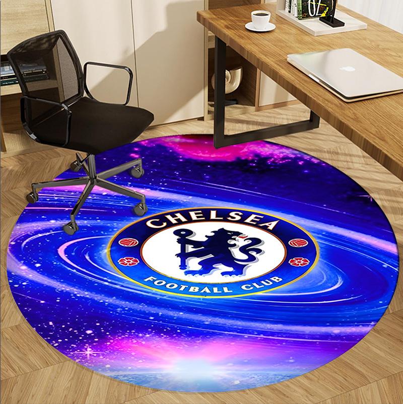 Chelsea F.C Pattern Round Rug, Indoor/Outdoor Mat, for Picnic, Gameroom, Bedroom, Office, Living Room, Home Decor Carpet, Birthday Gift