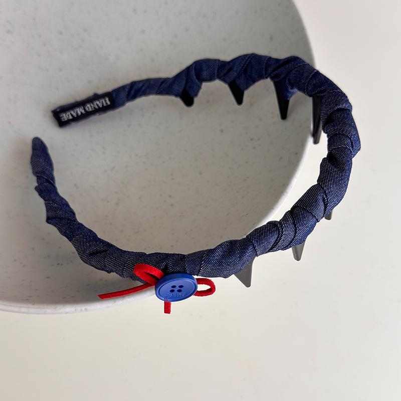 Vintage Headbands for Women British Style Toothed Non-slip Hair Bands Red Bow Blue Hair Hoop Hairband Face Wash Hair Accessories