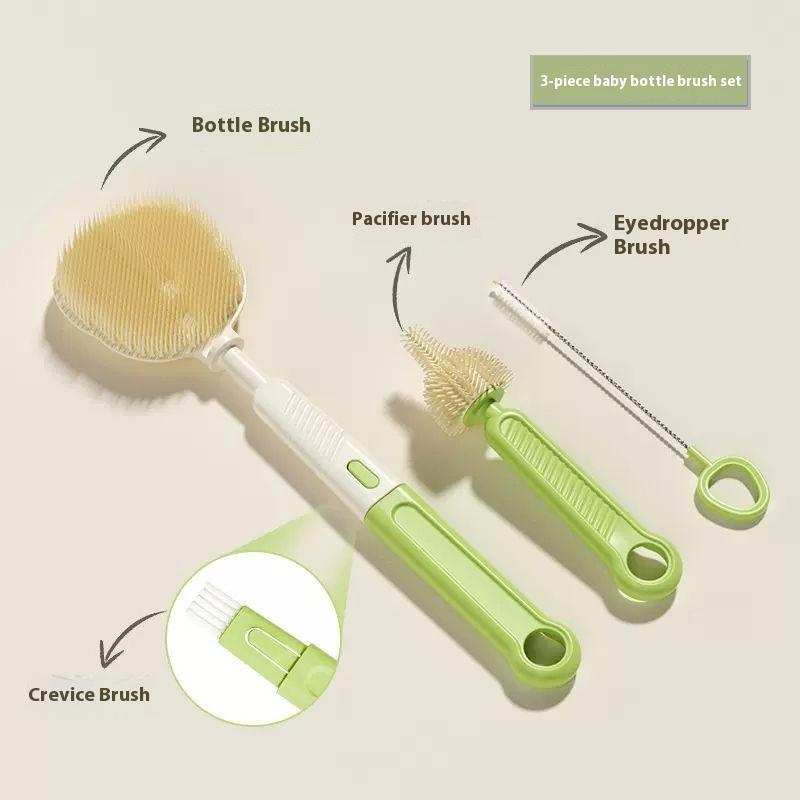 6-in-1 Silikonflaschenbürsten-Set Reise-Abtropfgestell Reinigungsstrohhalm Multifunktion Langer Griff Babyflaschenbürste