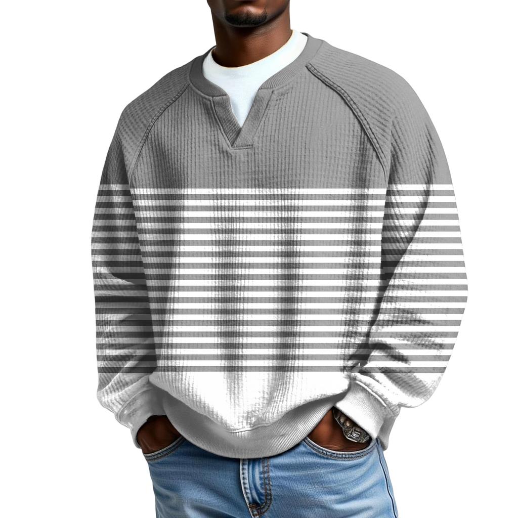 Herrfritidshuva Utomhus V-hals Vågmönster Långärmad