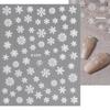 Winter Snowflake Christmas Nail Art Sticker White 3D Relief Adhesive Nail Art Decoration Sticker Nail Charm Manicure Decals