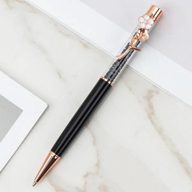 1 Stück Quicksand Öl Kugelschreiber Blume Metall Büro Schule Schreibwaren Stift