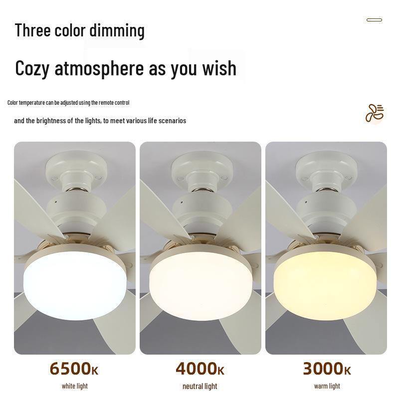 Flower-Shaped Silent LED Ceiling Fan with E27 Screw-in, Large Air Volume, Detachable Six-Blade Design