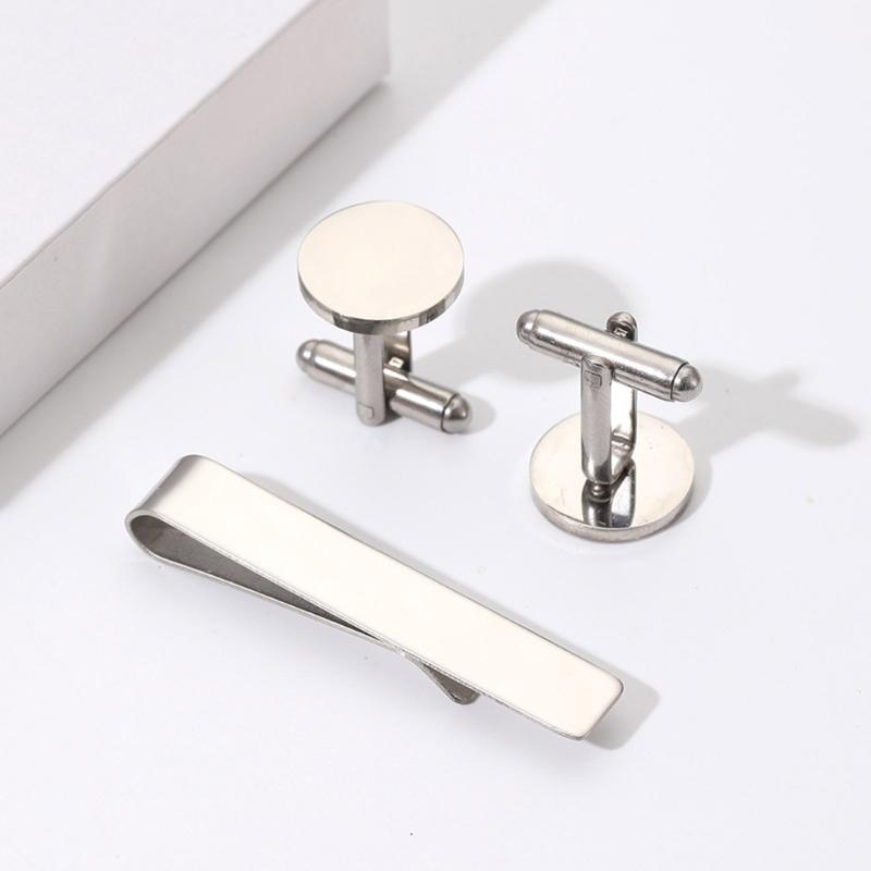 Stylish Men's Tie Clip and Cufflinks Set for Business Professional Craft of Stainless Steel With Elegant Designs