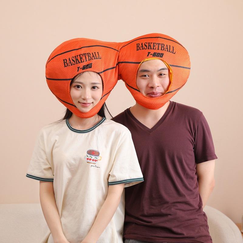 

Спортивная встреча, двухголовой баскетбольный головной убор, шляпа, фотореквизит, мультяшный головной убор, реквизит для выступлений 65*28CM0.3kg