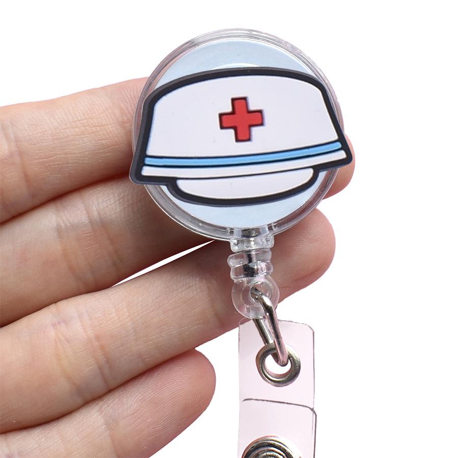 Catramă retractabilă medicală de desene animate Doctor Asistentă Licență de muncă Snur creativ ușor de trage Cataramă Certificat Nume de marcă