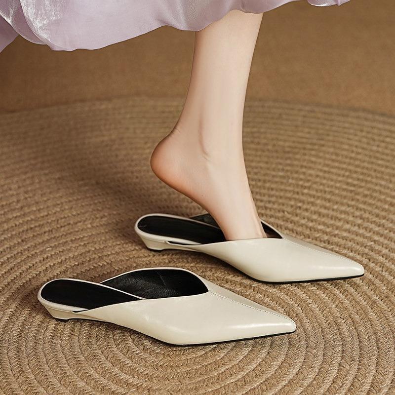 Spring Summer Wedges Heel Women Mules Slippers Fashion Cover Toe Slip On Slide Ladies Street Style Party Dress Sandalias