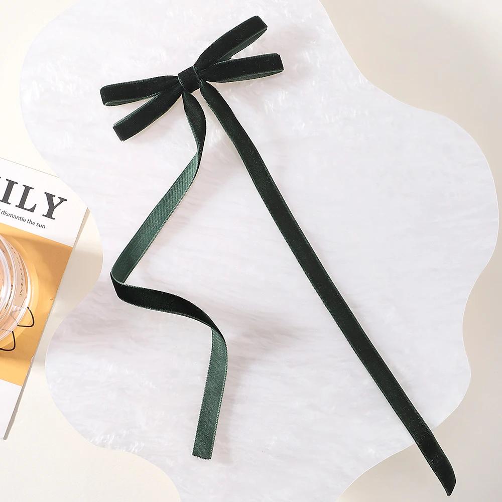 Vintage Big Large Velvet Bow Hairpins Barrettes For Women Girls Wedding Long Ribbon Korean Hair Clip Hairgrip Hair Accessories