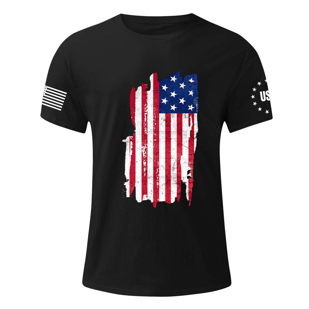 Pánské módní ležérní tričko s krátkým rukávem a kulatým výstřihem s potiskem Dne nezávislosti