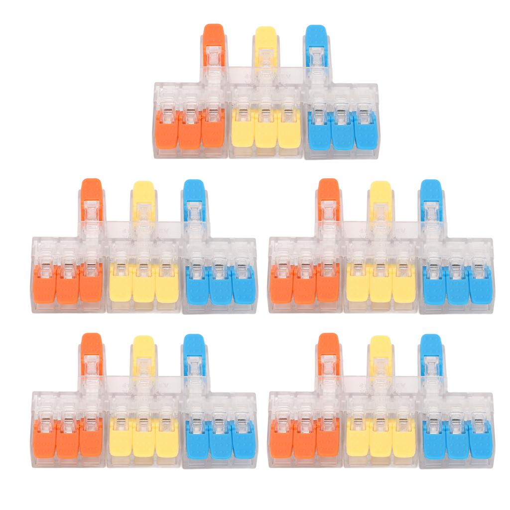 Kit de 5 connecteurs de fil à levier 3 à 9 Connecteur de câble à câblage rapide Bornier à conducteur enfichable 41A 450V