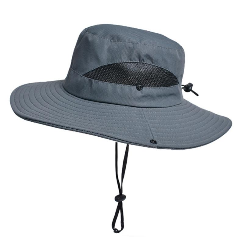 Breitkrempiger Sonnenhut Fischerhut Unisex Sonnenhut zum Angeln Outdoor-Sportarten dunkelgrau