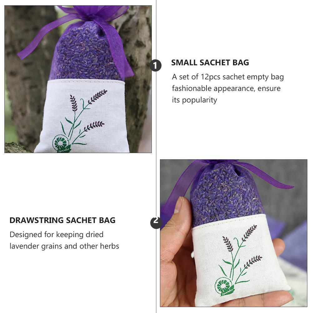 12Pcs Empty Drawstring Sachet Pouches Lavender Tone Small Mesh Organza Bags for Herbs Spices Jewelry Beads Gift Packaging