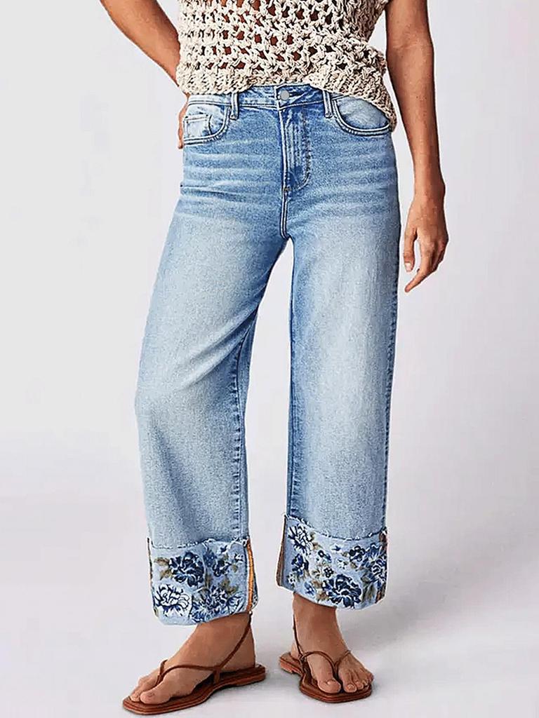 Women's Mid-Waist Straight Leg Embroidered Jeans - Popular Bestseller in Europe and America