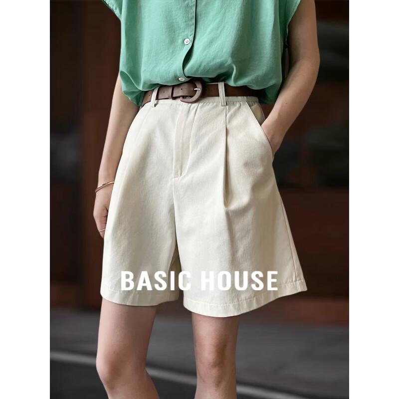 Basic House Women s Commuter High-Waist Wide-Leg Shorts M
