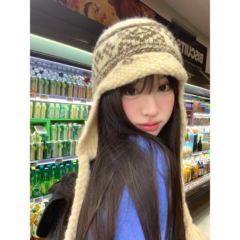 Retro Woven Woolen Hat Autumn and Winter Warm Ear Protection Lei Feng Hat Showing Face Small Baotou Hat for Women