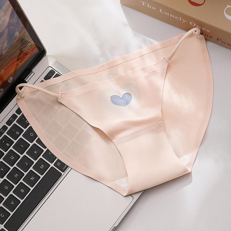 

Girl Summer Thin Model Pure Desire Sexy High Split Ice Silk Love Without Trace Low Waist Breathable Briefs XL