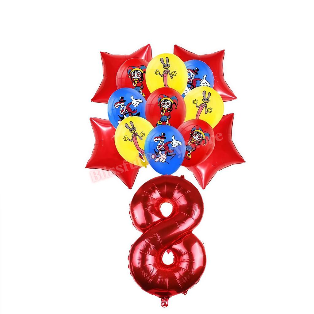 Amazing Digital Circuses Birthday Party Decoration Tableware Cup Plate Balloon Cake Topper Kids Event Supplies Baby Shower Favor