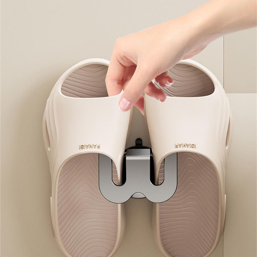 Sturdy Suction Cup Slipper Holder Simple Install Suction Cup Slipper Rack Elegant Shoes Stand for Bathroom Spaces
