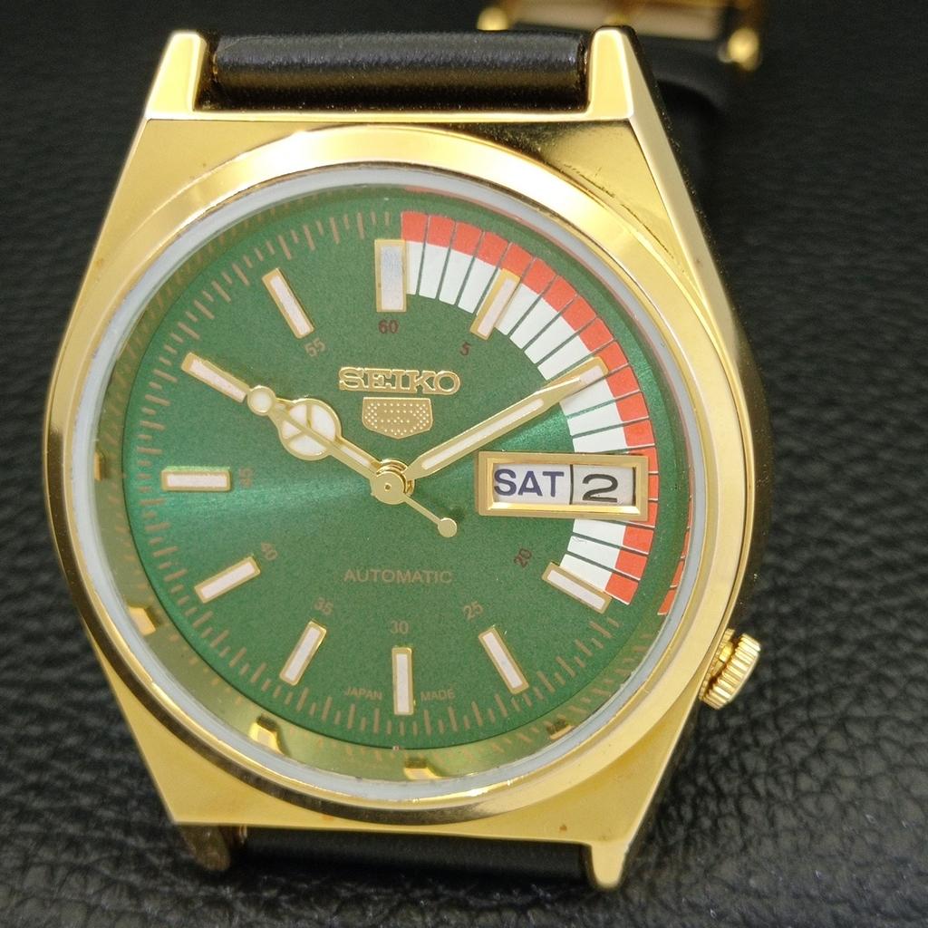 SEIKO 5 AUTOMATIC VINTAGE REFURBISHED 6309A JAPAN MENS GREEN WATCH a440704-4