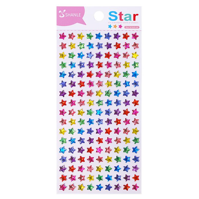 Color Little Star Sticker Red Love Crystal Three-dimensional Children's Reward Sticker Kindergarten Baby Puzzle Handmade