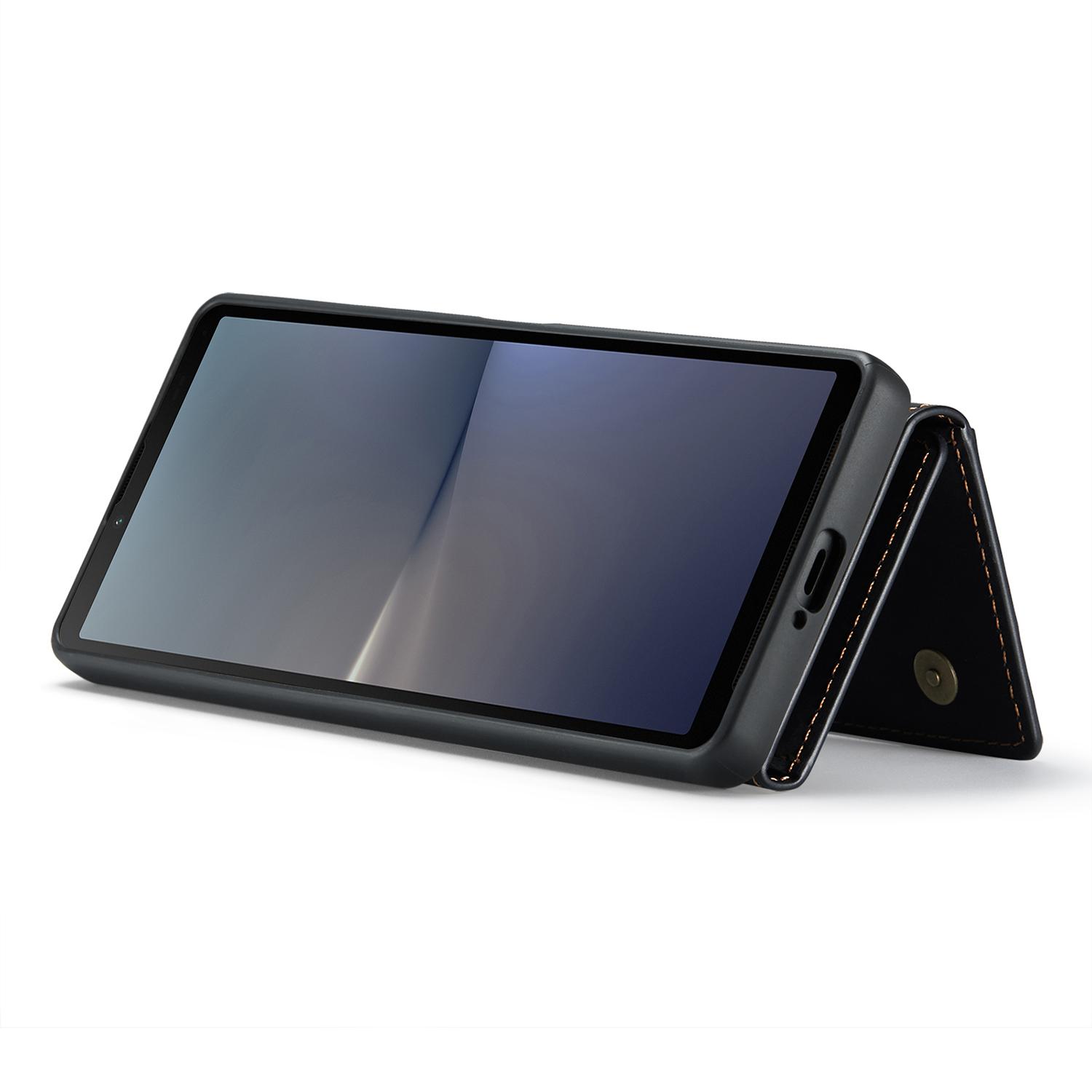 

DG.MING M2 Series for Sony Xperia 10 V Shockproof Kickstand Case PU+PC+TPU Cover with Magnetic Wallet Black