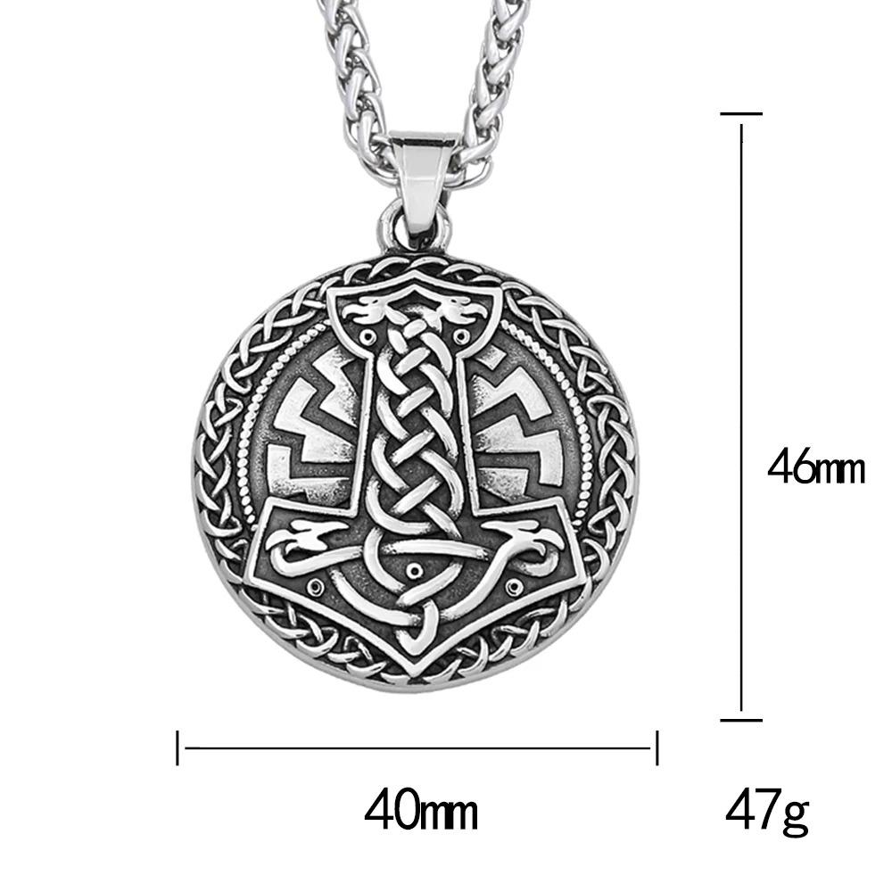 Nordic Viking Thor Hammer Necklace Stainless Steel Odin Crow Pendant For Men Women Unique Amulet Jewelry Gift