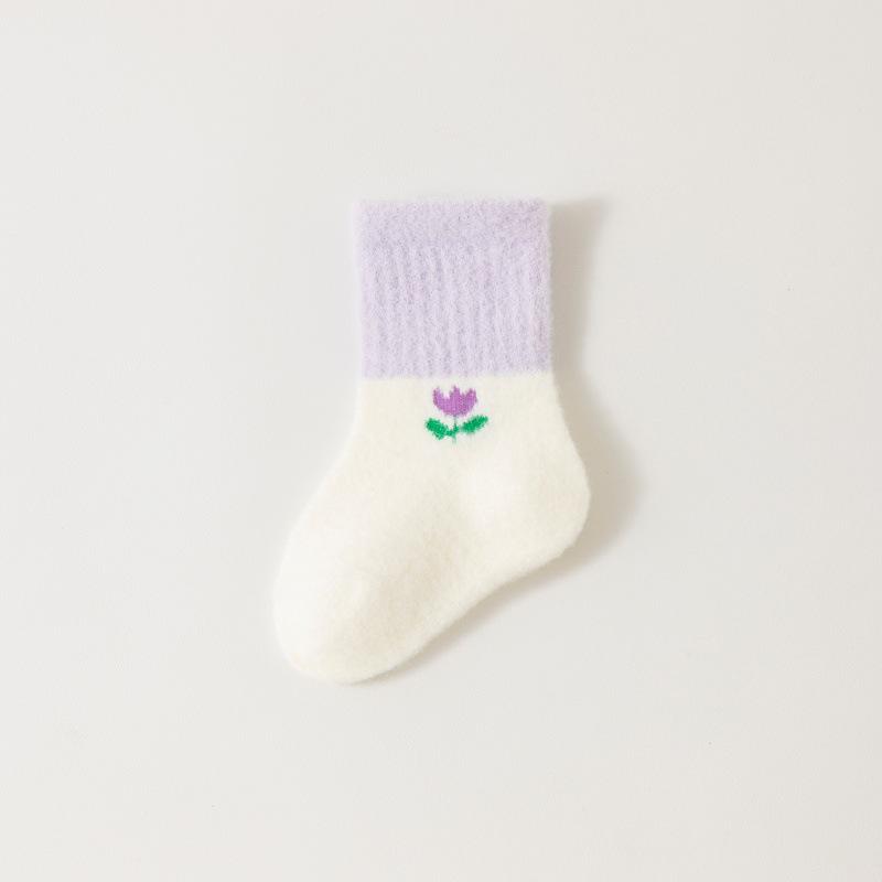 Mink Cashmere Thick Winter Mid-Calf Socks: Warm, Velvet-Lined, Solid Colors for Boys & Girls